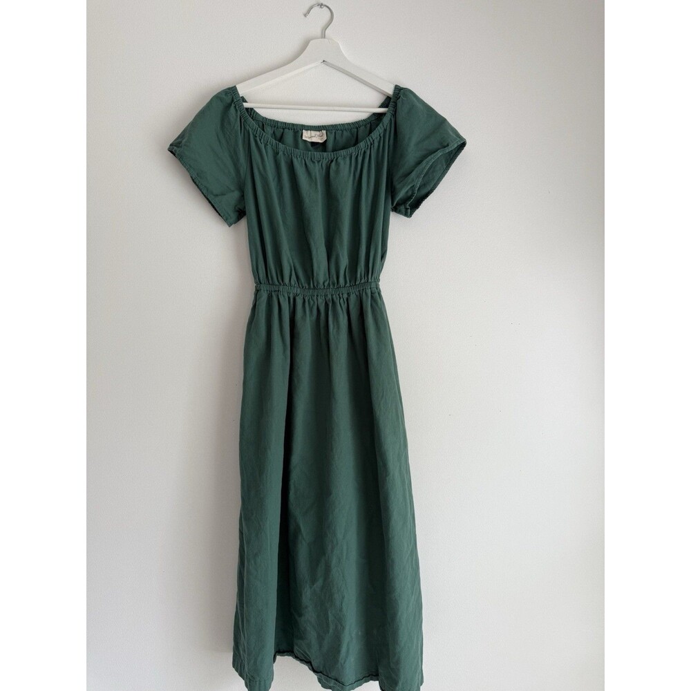 Universal Thread Green Cutout Midi Dress S Short Sleeve Elastic Waist Casual